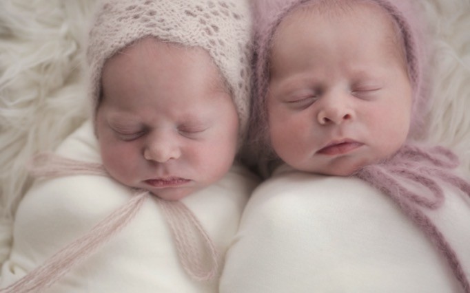 Sleeping newborn twins